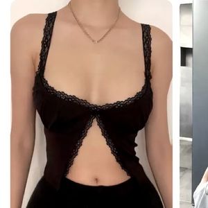 Black crop top with slit